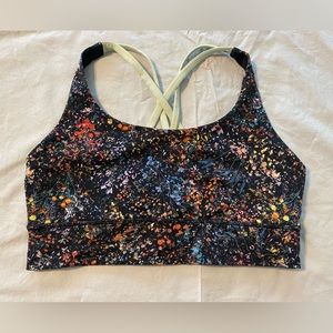Lululemon Size 10 Energy Bra *Long Line Flowerescent Multi / Lemon Ice